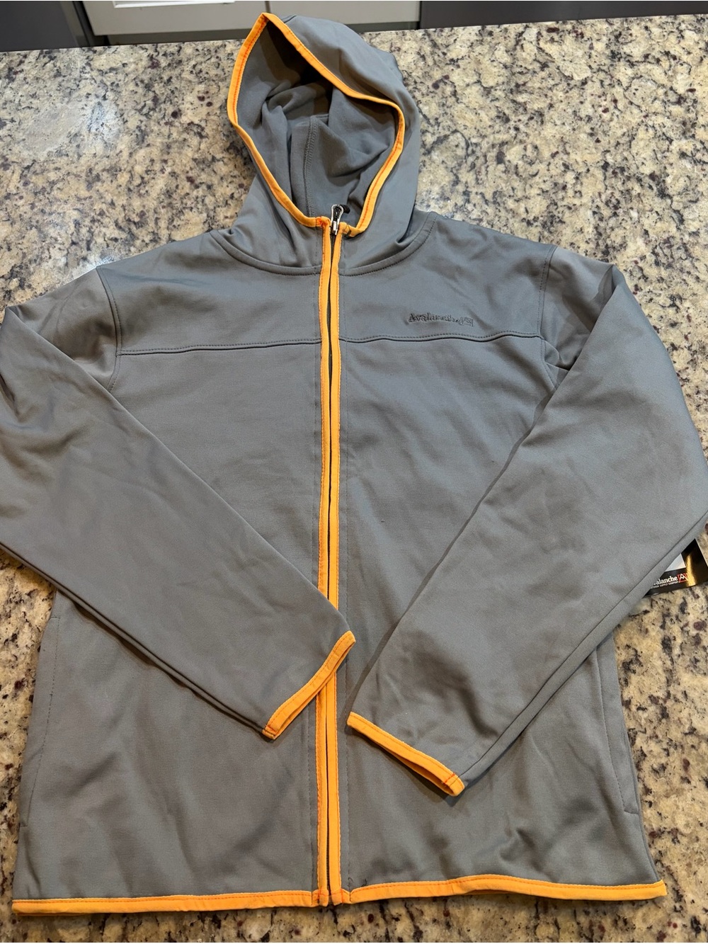 Avalanche Gray Hooded Jacket with Orange Trim